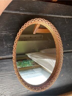 Ornate Gold Oval vanity tray 13.5 inches vintage - Elegant Home Wall Decor